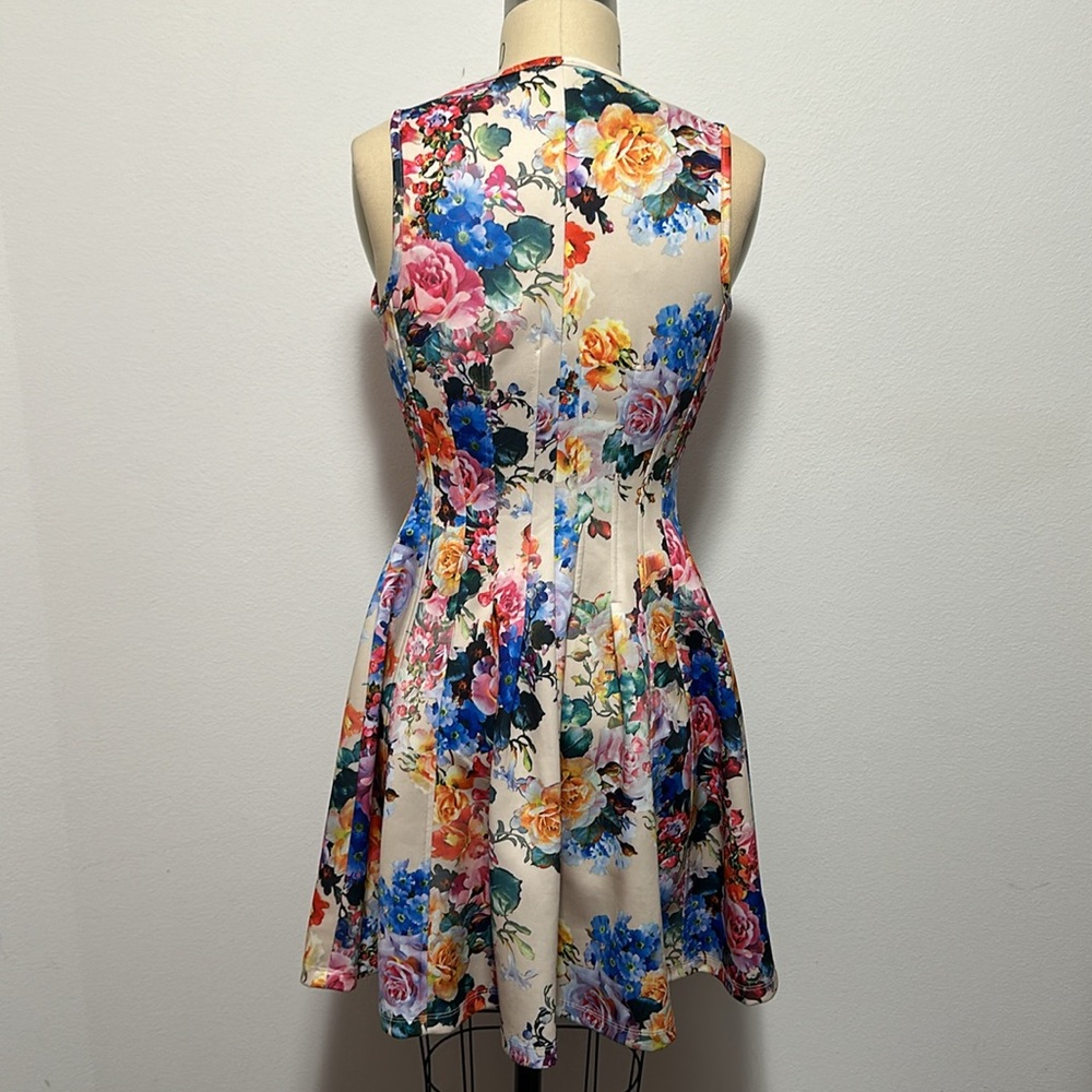 Betsey Johnson Blue Pink Sleeveless Fit and Flare Mini Dress - Picture 6 of 8